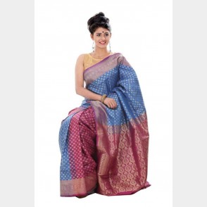 Traditional Silk Katan Sharee from Tangail with blouse piece